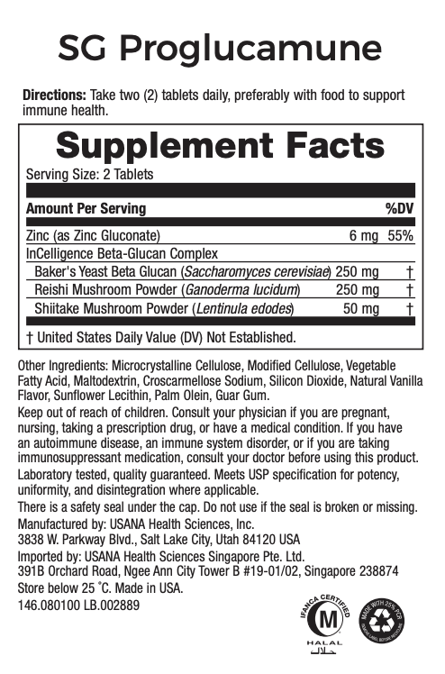 USANA Singapore Proglucamune Supplement Facts